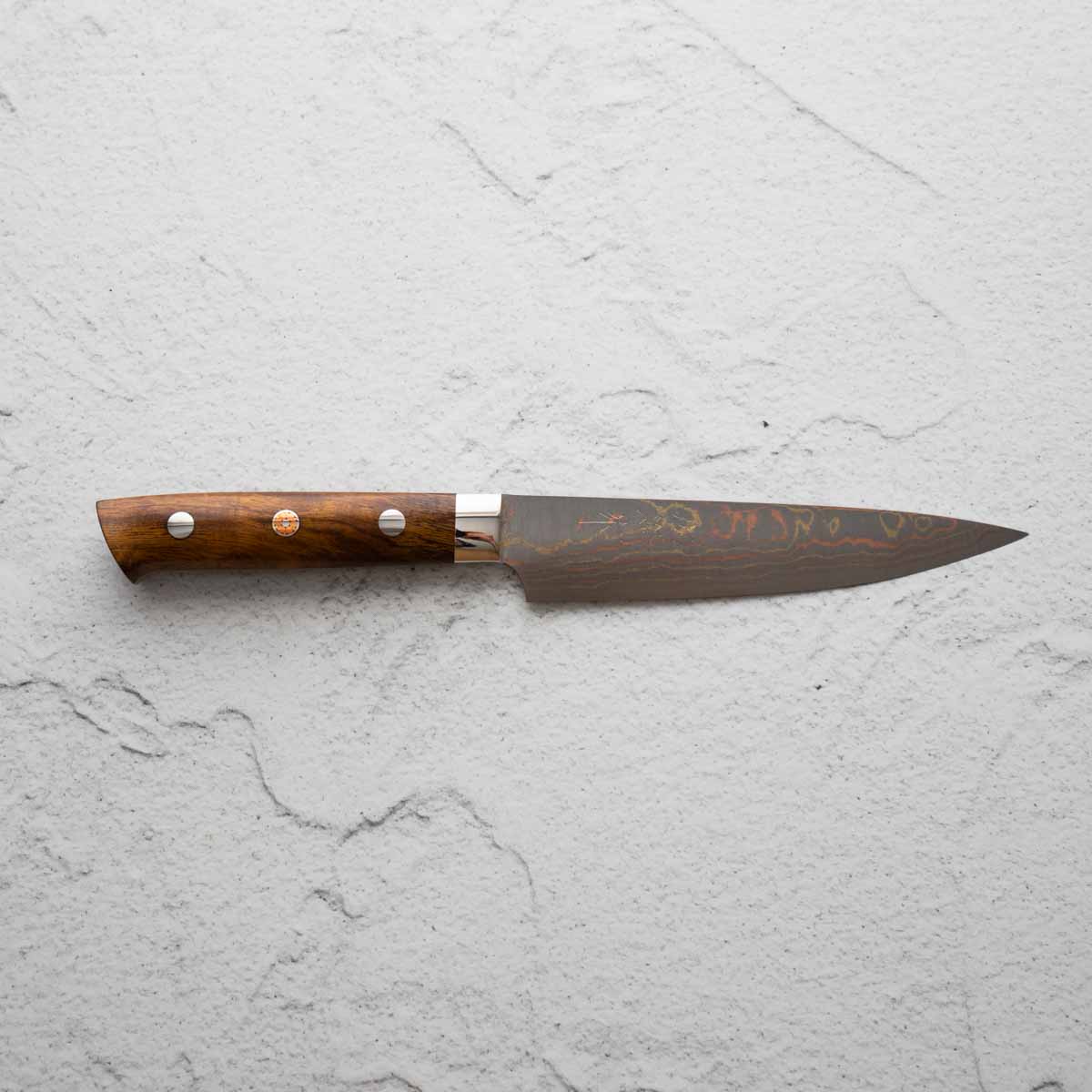 Takeshi Saji Blue 2 Rainbow Damascus Petty 135mm