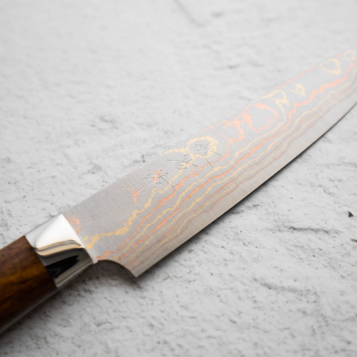 Takeshi Saji Blue 2 Rainbow Damascus Petty 135mm