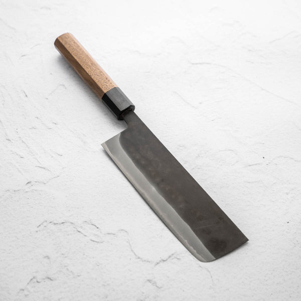 Shiro Kamo Blue Super SS Clad Kurouchi Nakiri 165mm