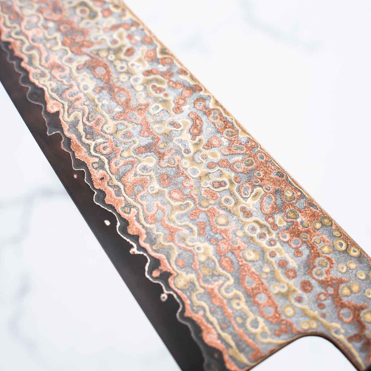 Hatsukokoro Hinotori V-Toku 2 Rainbow Damascus Gyuto 210mm - Dark Carbon Fibre