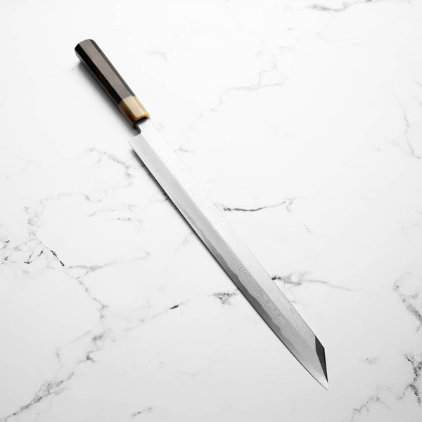 Yamawaki Hamono Nakagawa Satoshi Blue 1 Damascus Kiritsuke Yanagiba 360mm