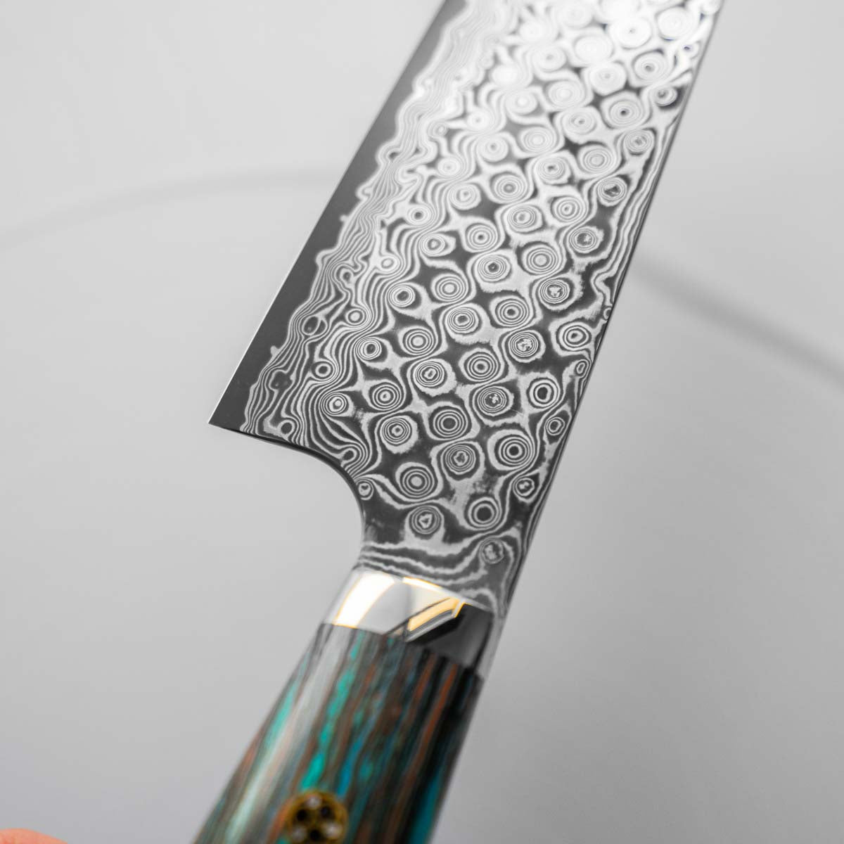 Nigara Hamono SG2 Raindrop Damascus Gyuto 240mm - Turquoise