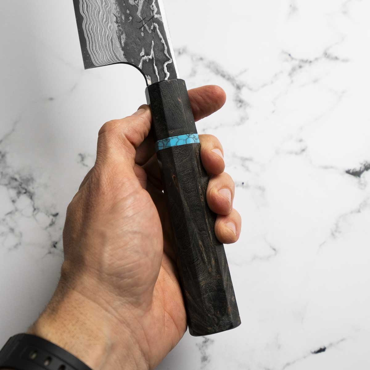 Hatsukokoro SLD Kurouchi Damascus Kiritsuke Gyuto 240 - Maple Turquoise
