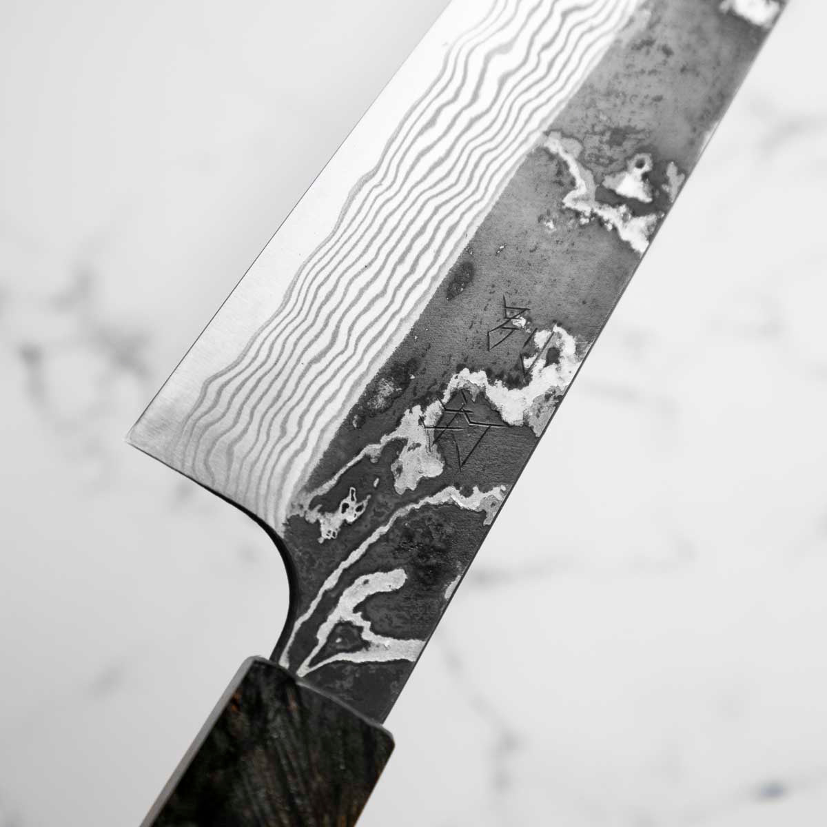 Hatsukokoro SLD Kurouchi Damascus Gyuto 240mm - Maple Turquoise