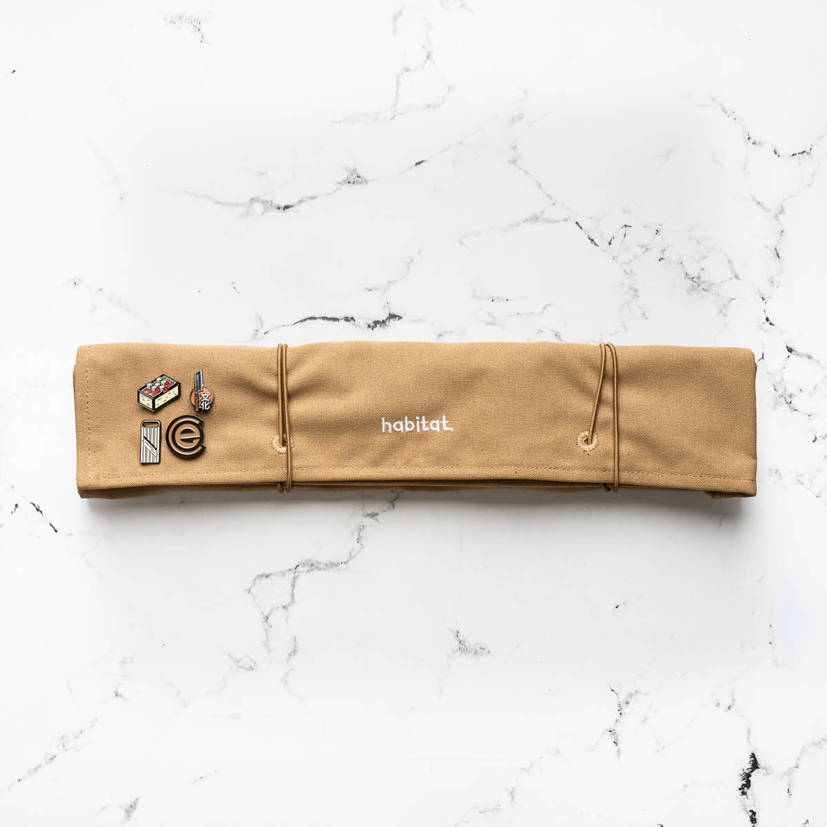 Habitat Canvas Knife Roll - 6 Slot - Tan With Enamel Pins