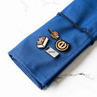 Habitat Canvas Knife Roll - 6 Slot - Blue With Enamel Pins