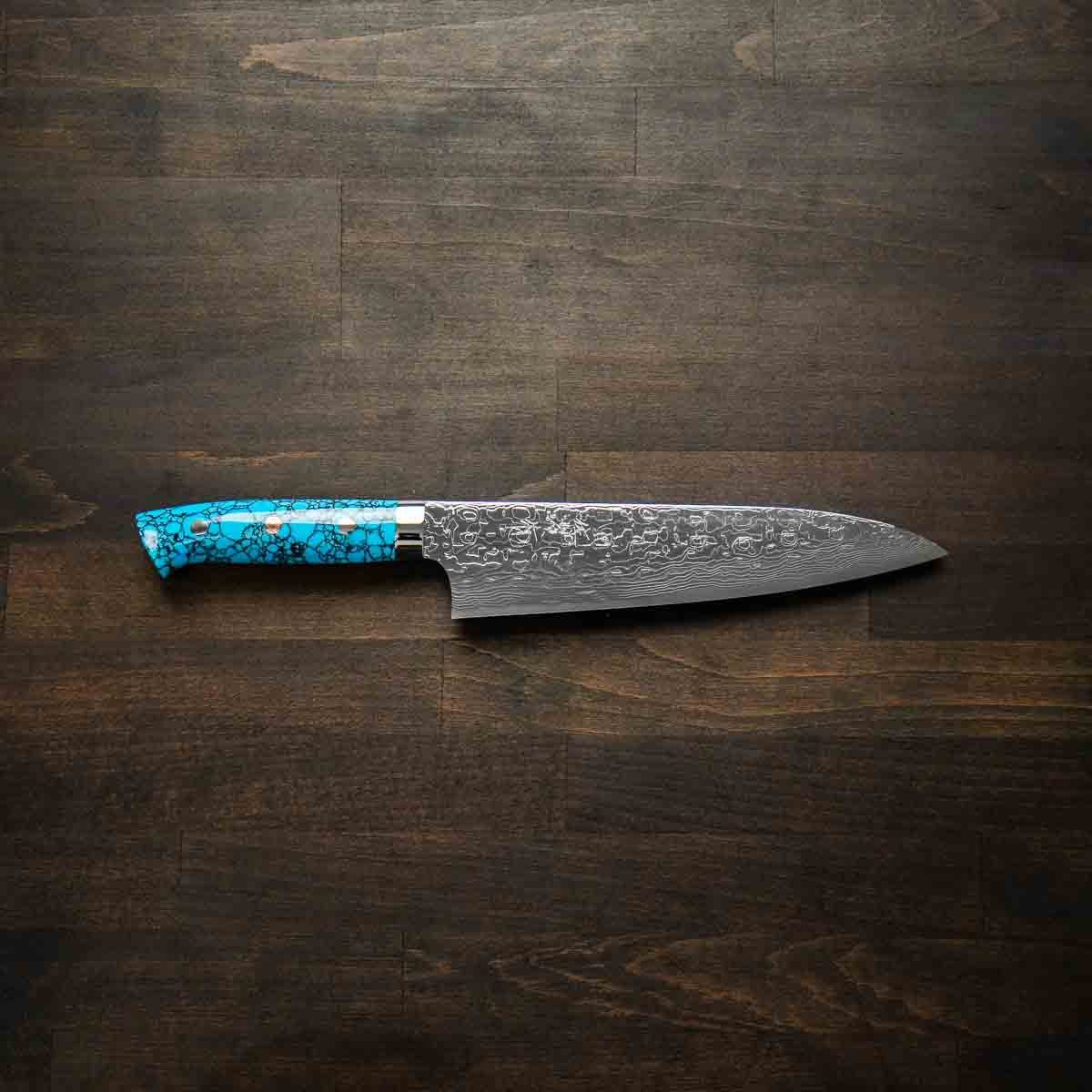 Takeshi Saji R2/SG2 Diamond Damascus Gyuto 210mm - Turquoise