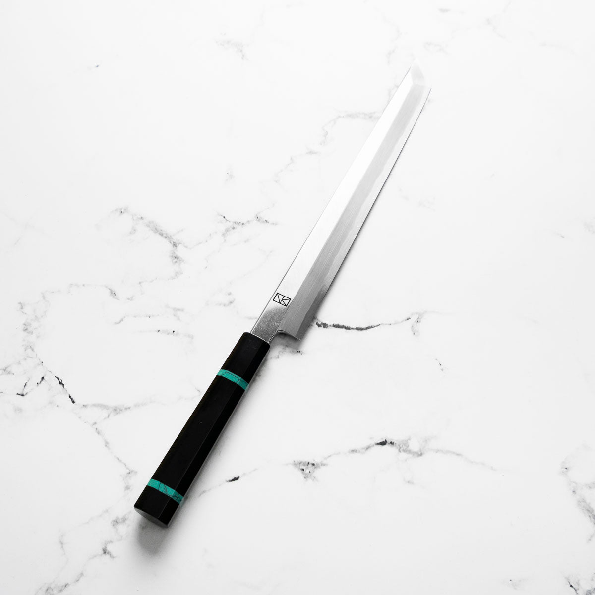 Sakai Kikumori "REN" Blue 1 Sakimaru Yanagiba 270mm - angled view