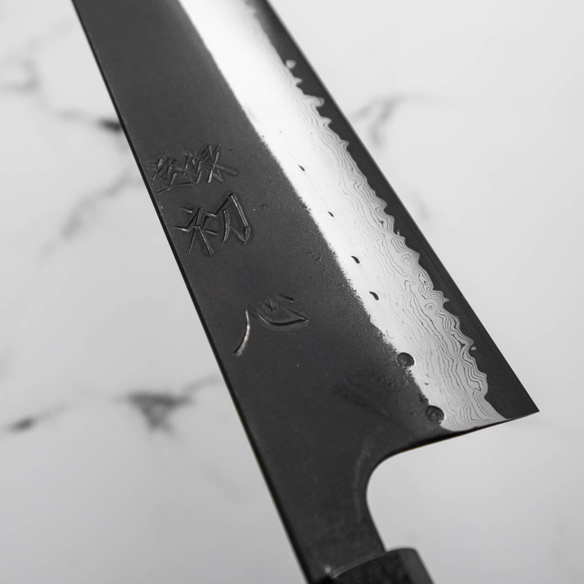 Hatsukokoro Shinkiro Blue Super Damascus Kurouchi Kiritsuke 240mm - Maple