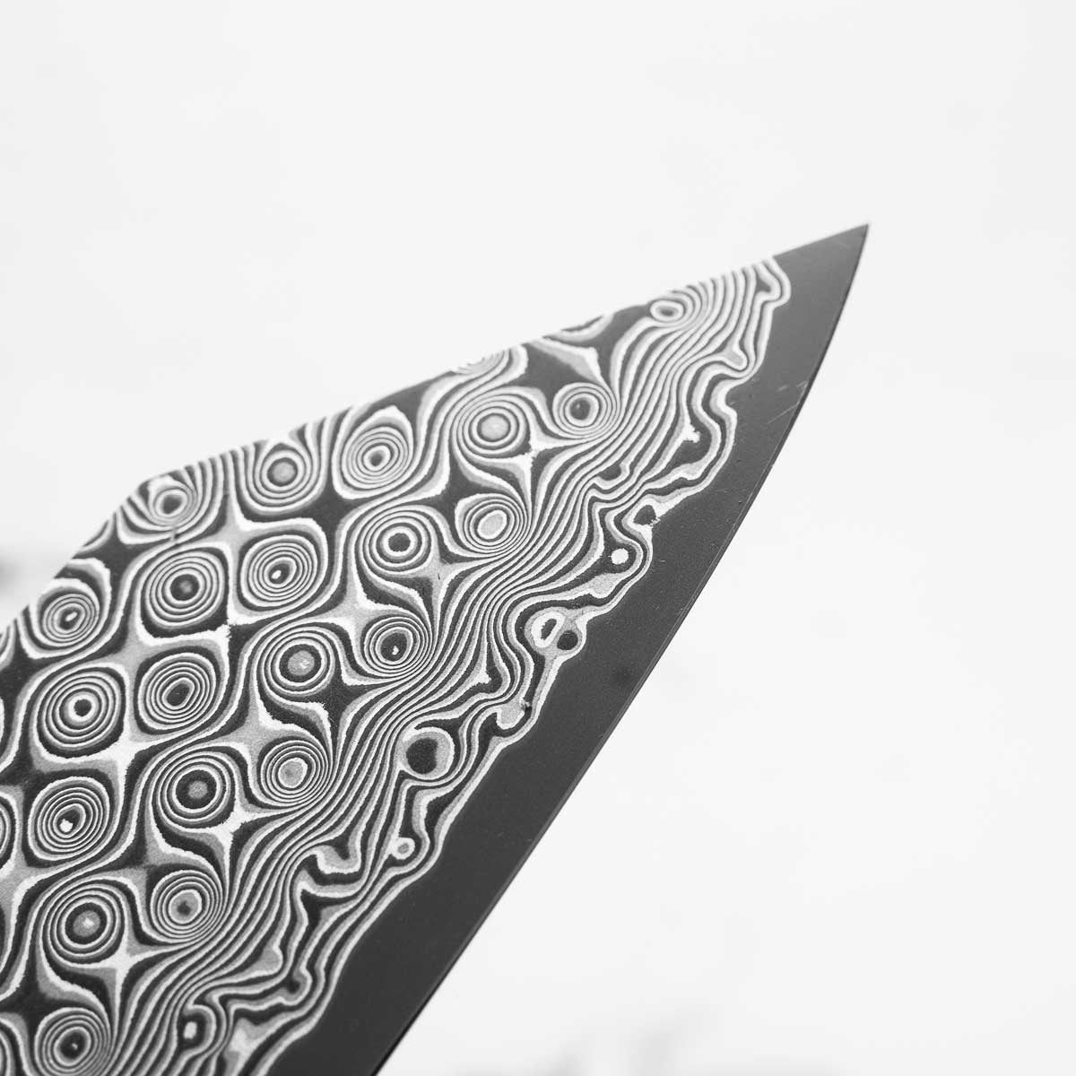 Nigara Hamono "Anmon" SG2 Raindrop Damascus Kiritsuke 210mm - Dark Carbon Fibre