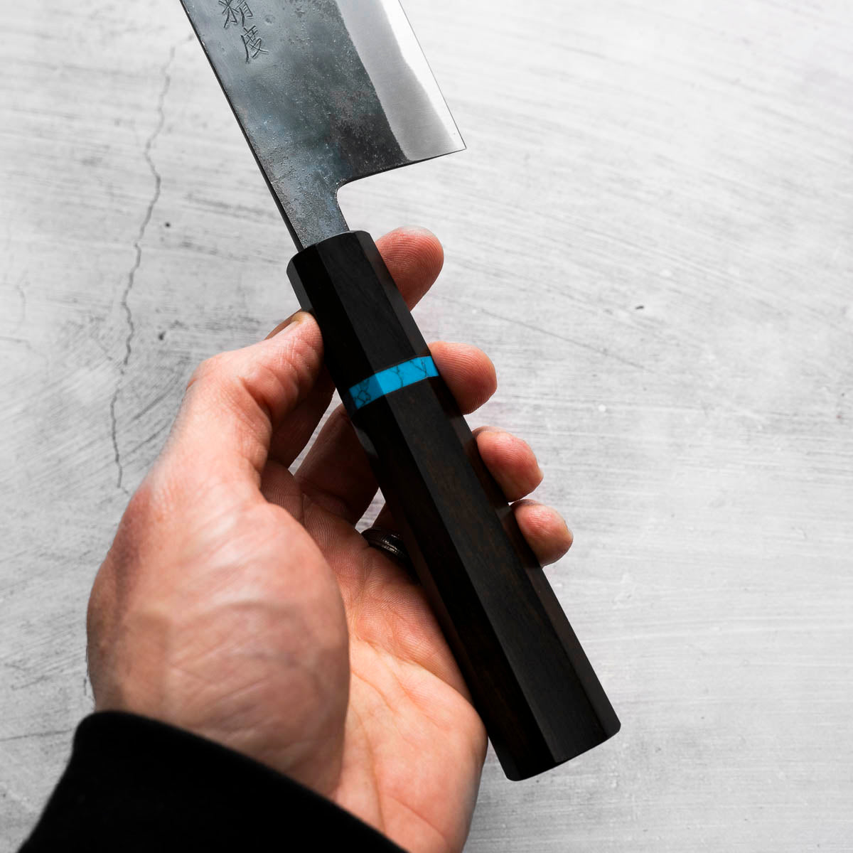 Seido "Kuro" x Tadafusa White 2 Kurouchi Nakiri 165mm - Ebony Turquoise