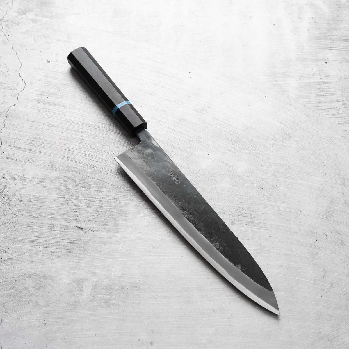 Seido "Kuro" x Tadafusa White 2 Kurouchi Gyuto 240mm - Ebony & Turquoise