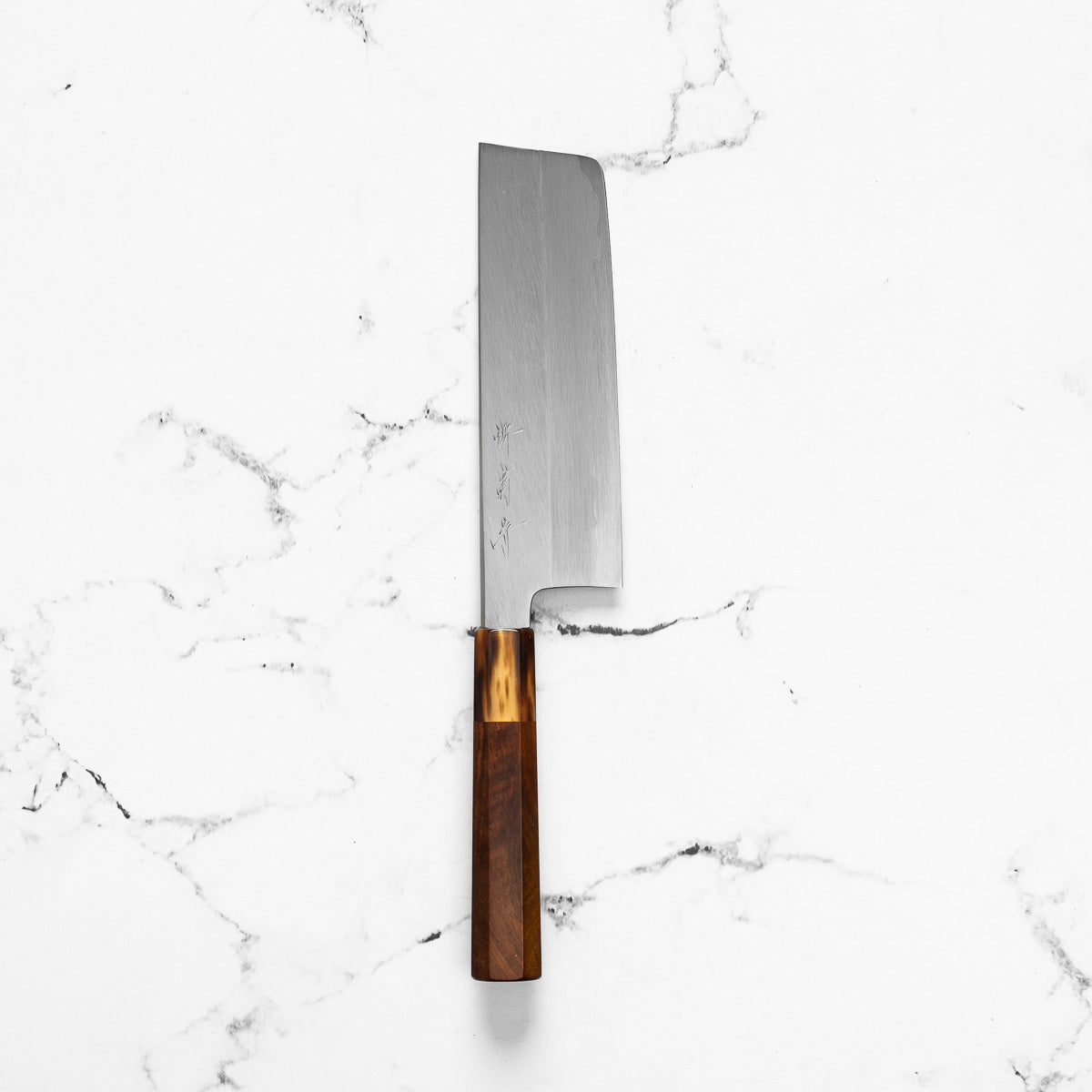 Nakagawa x Sakai Kikumori White 1 SS Clad Nakiri 180mm - Siamese Rosewood