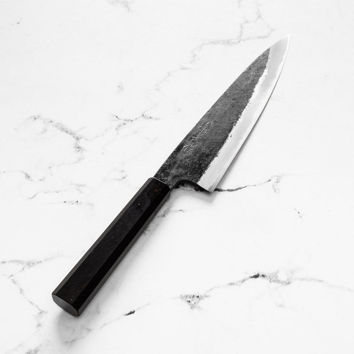 Morihei Kyomitsu Blue 2 Kurouchi Gyuto 210mm - Mono Ebony