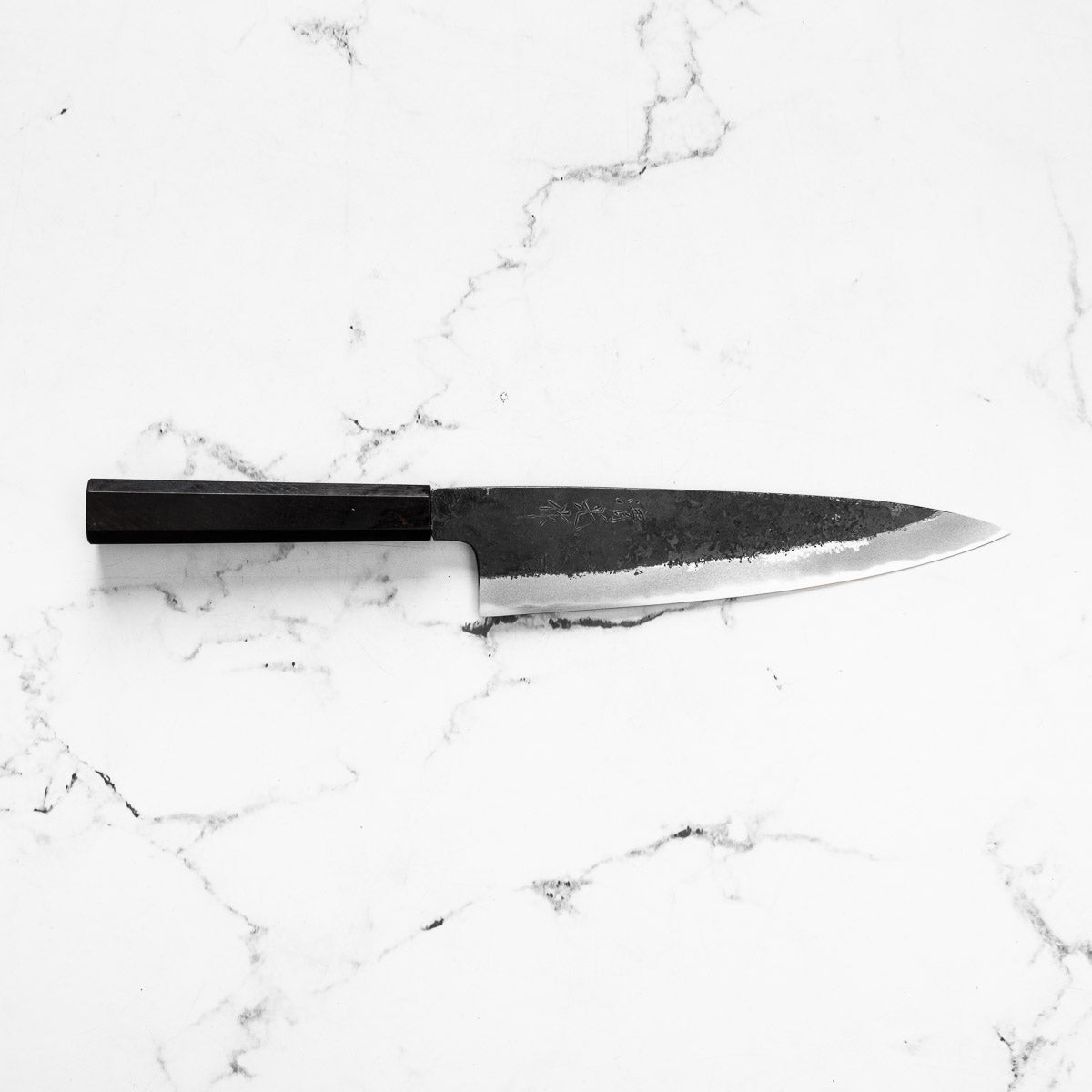 Morihei Kyomitsu Blue 2 Kurouchi Gyuto 210mm - Mono Ebony