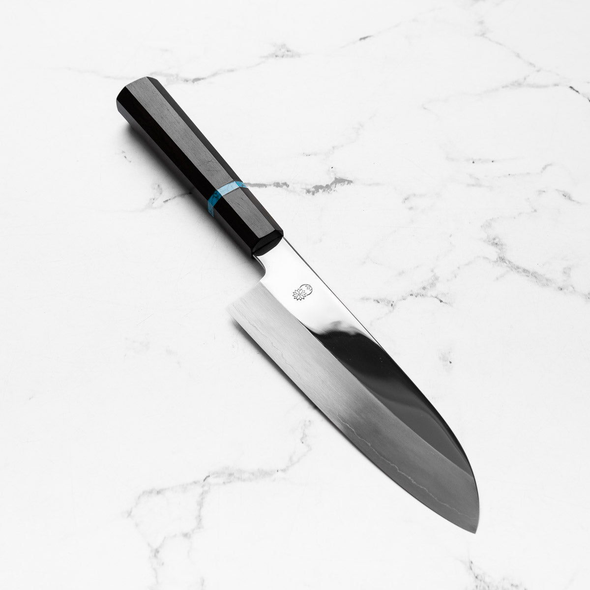 Sakai Kikumori "Choyo" Ginsan Santoku 180mm - Ebony Turquoise