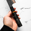 Hatsukokoro Yorokobi Kurouchi SLD Damascus Tsuchime Santoku 180mm - Carbon Fibre