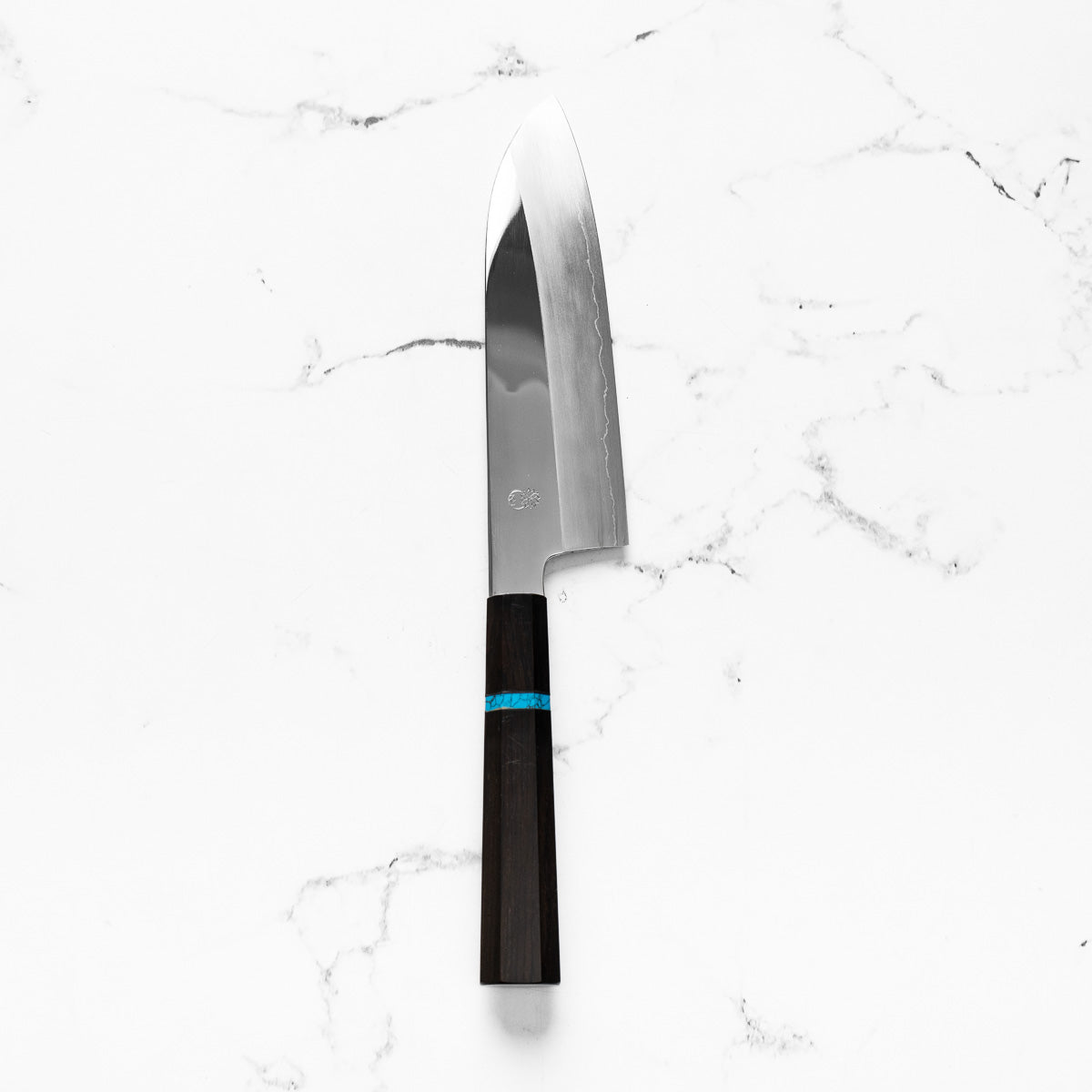 Sakai Kikumori "Choyo" Ginsan Santoku 180mm - Ebony Turquoise