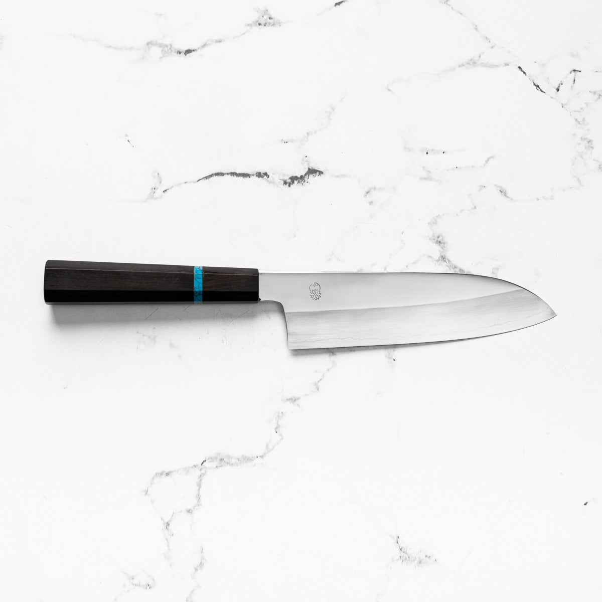 Sakai Kikumori "Choyo" Ginsan Santoku 180mm - Ebony Turquoise