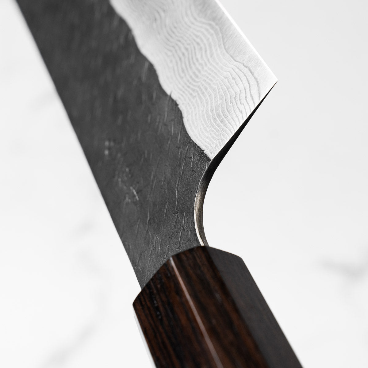 Nigara Hamono SGSTRIX Kurouchi Tsuchime Damascus Nakiri 180mm - Mono Ebony