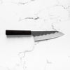 Nigara Hamono SGSTRIX Kurouchi Tsuchime Damascus Santoku 180mm - Mono Ebony