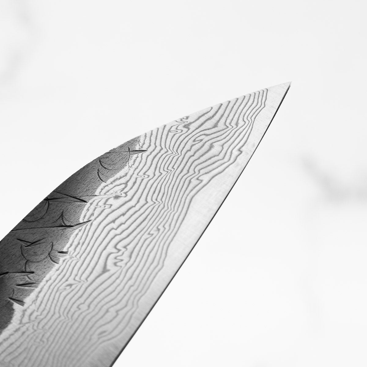 Nigara Hamono SGSTRIX Kurouchi Tsuchime Damascus Petty 120mm - Mono Ebony