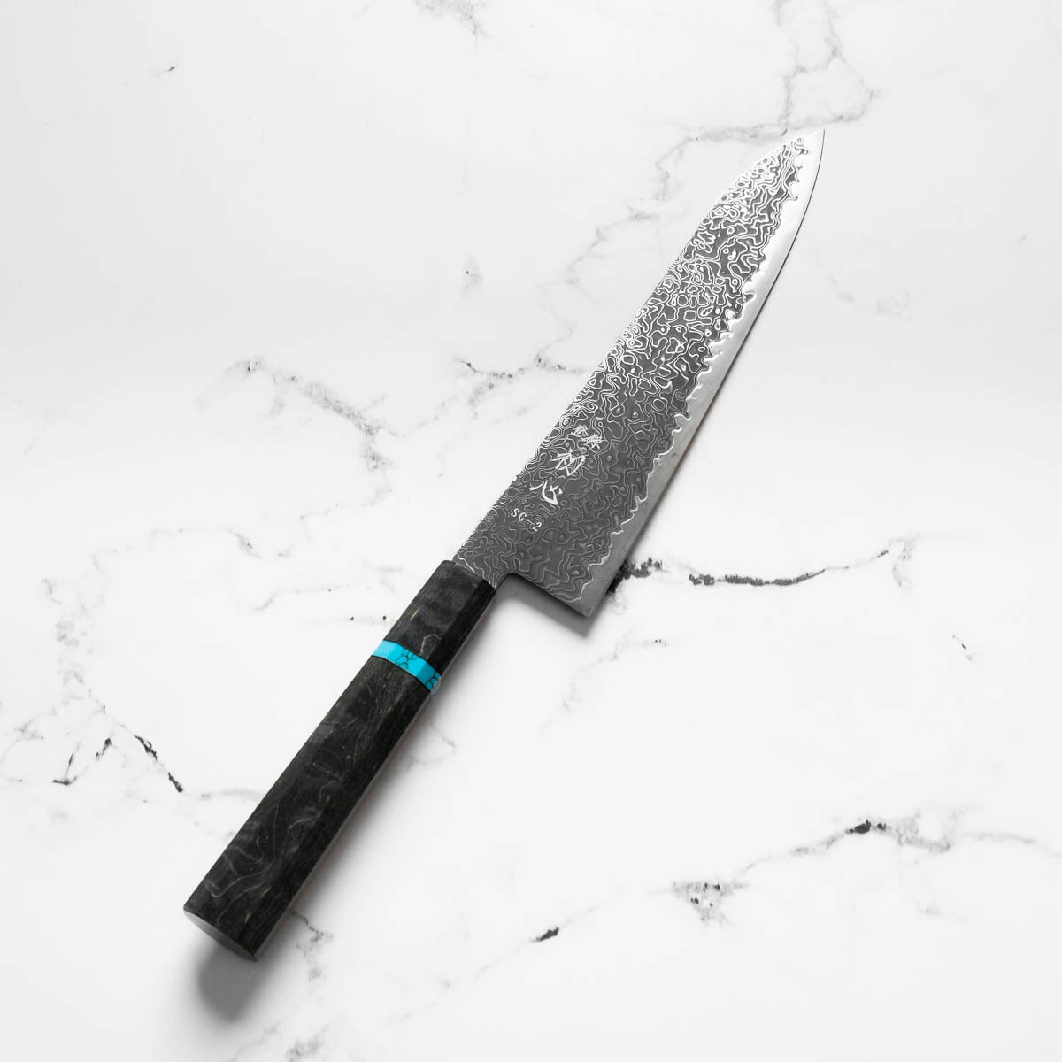 Hatsukokoro Ryuhyo Kurozome SG2 Damascus Gyuto 210mm -  Maple Turquoise