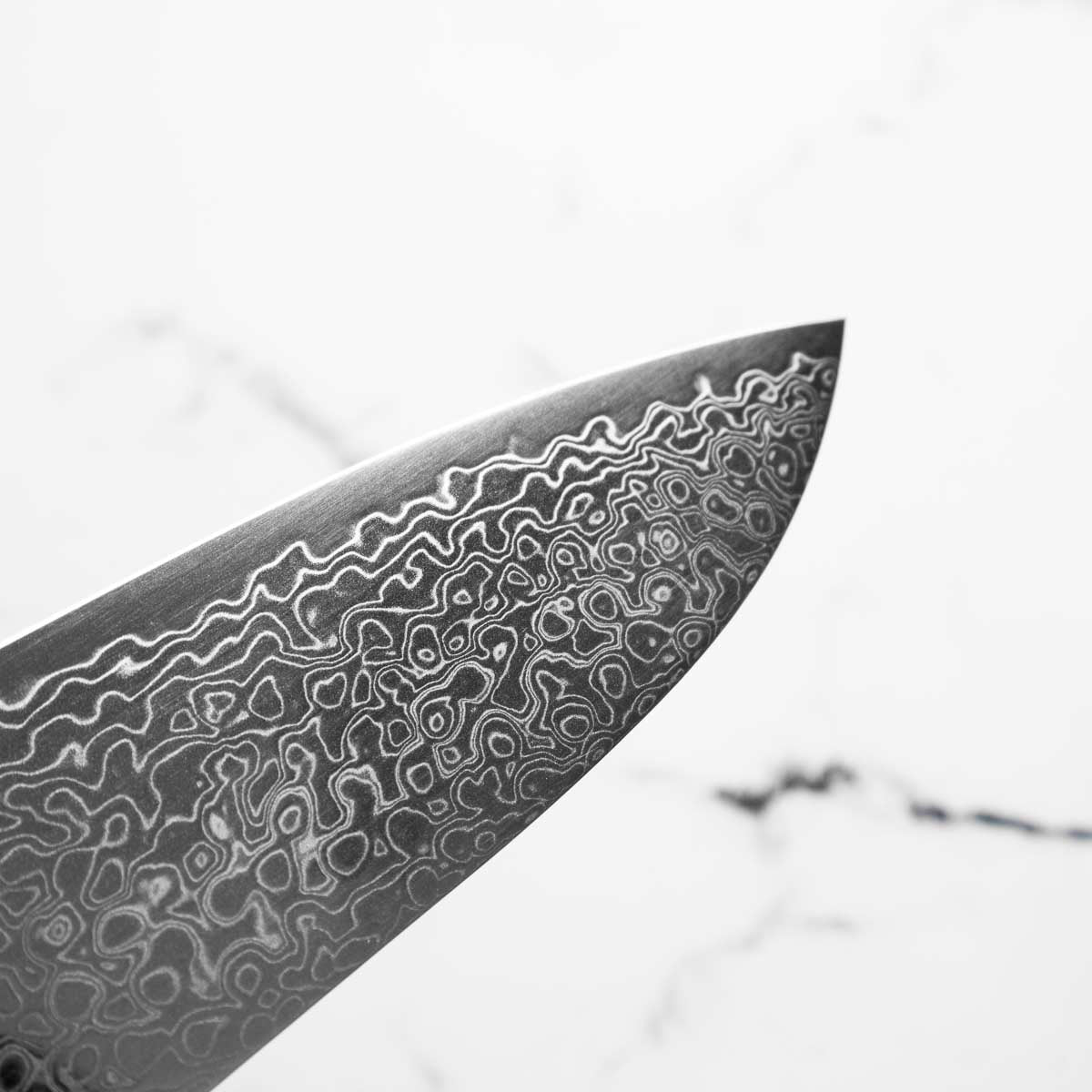Hatsukokoro Ryuhyo SG2 Damascus Santoku 180mm -  Dark Maple - view 5