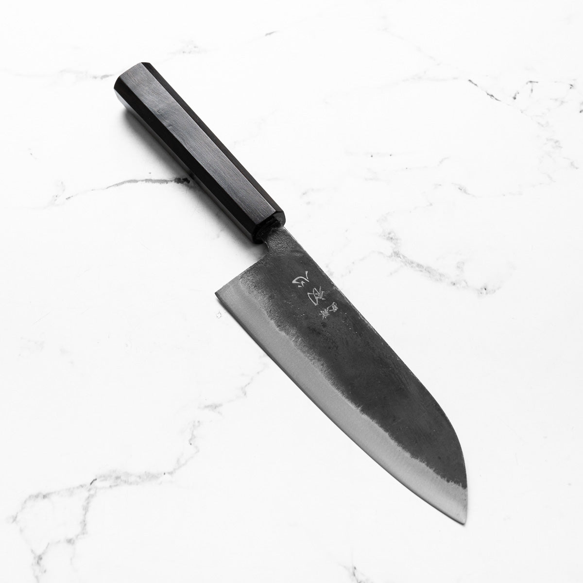 Hatsukokoro Kurogane Blue 2 Santoku 165mm - Mono Ebony