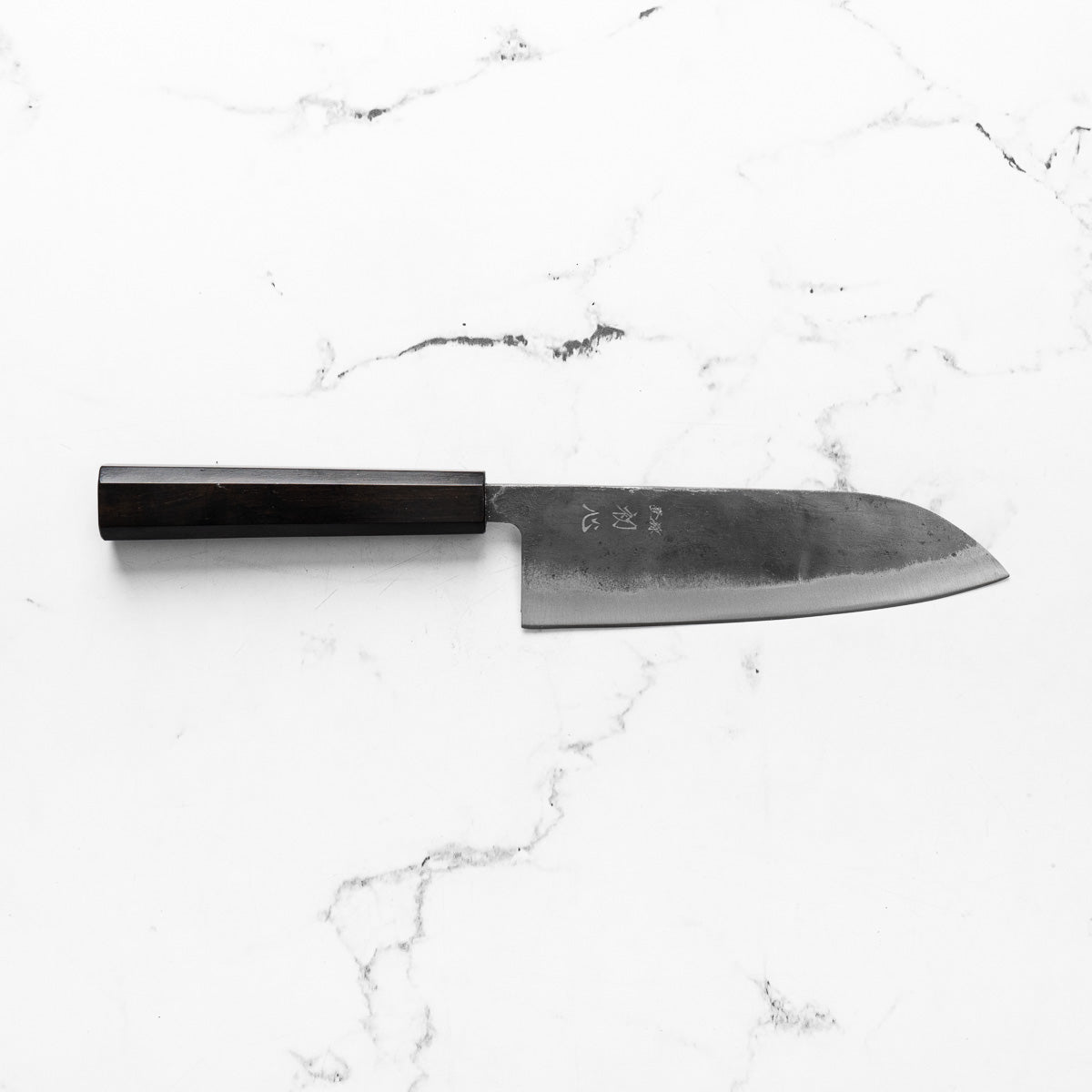 Hatsukokoro Kurogane Blue 2 Santoku 165mm - Mono Ebony