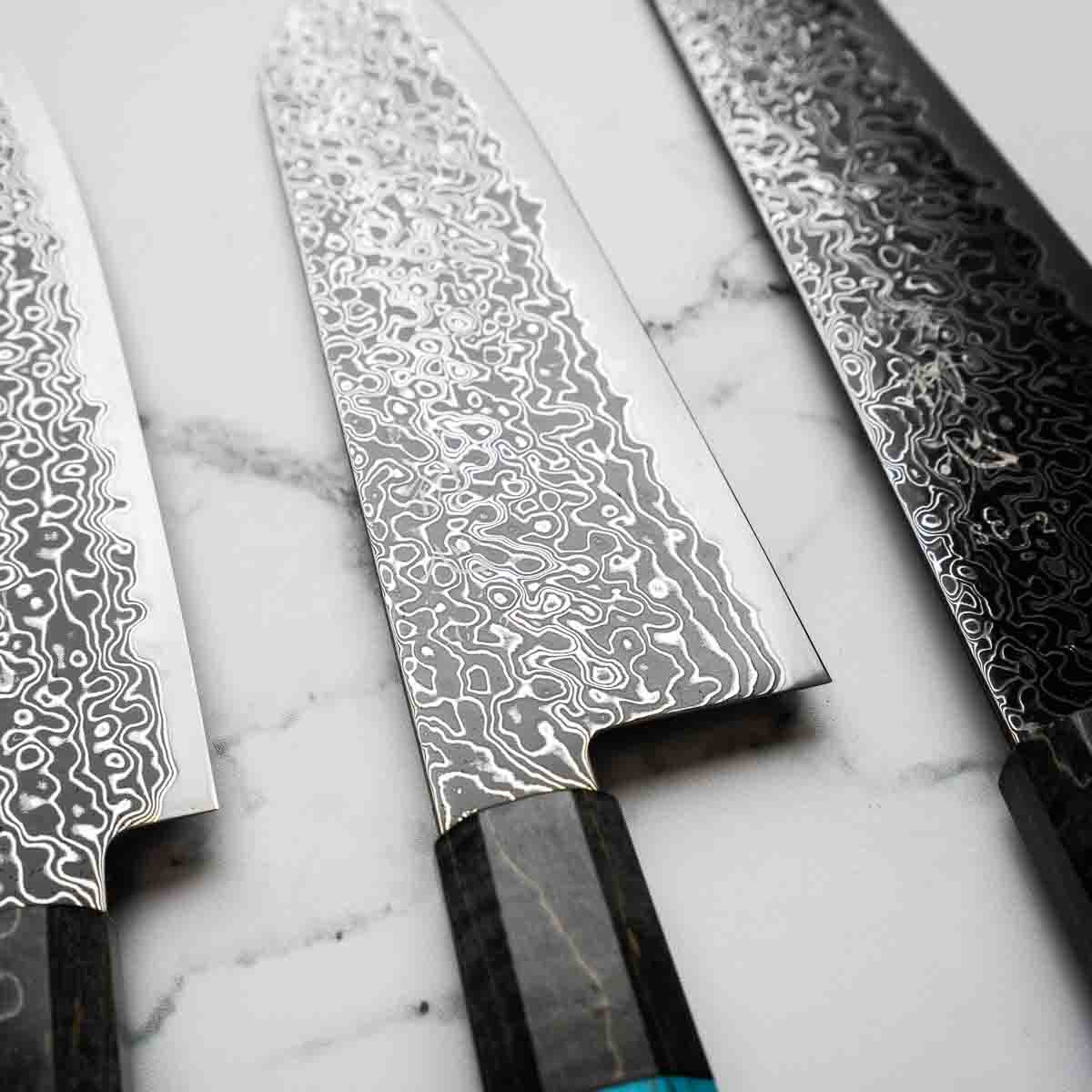 Hatsukokoro Ryuhyo Kurozome SG2 Damascus - 3 Knife Set
