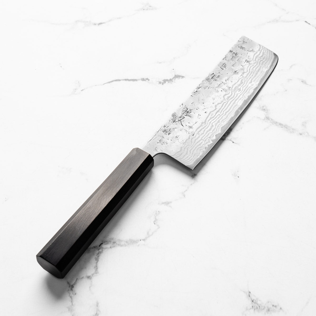 Tsunehisa Swedish Stainless Washiji Damascus Nakiri - Mono Ebony