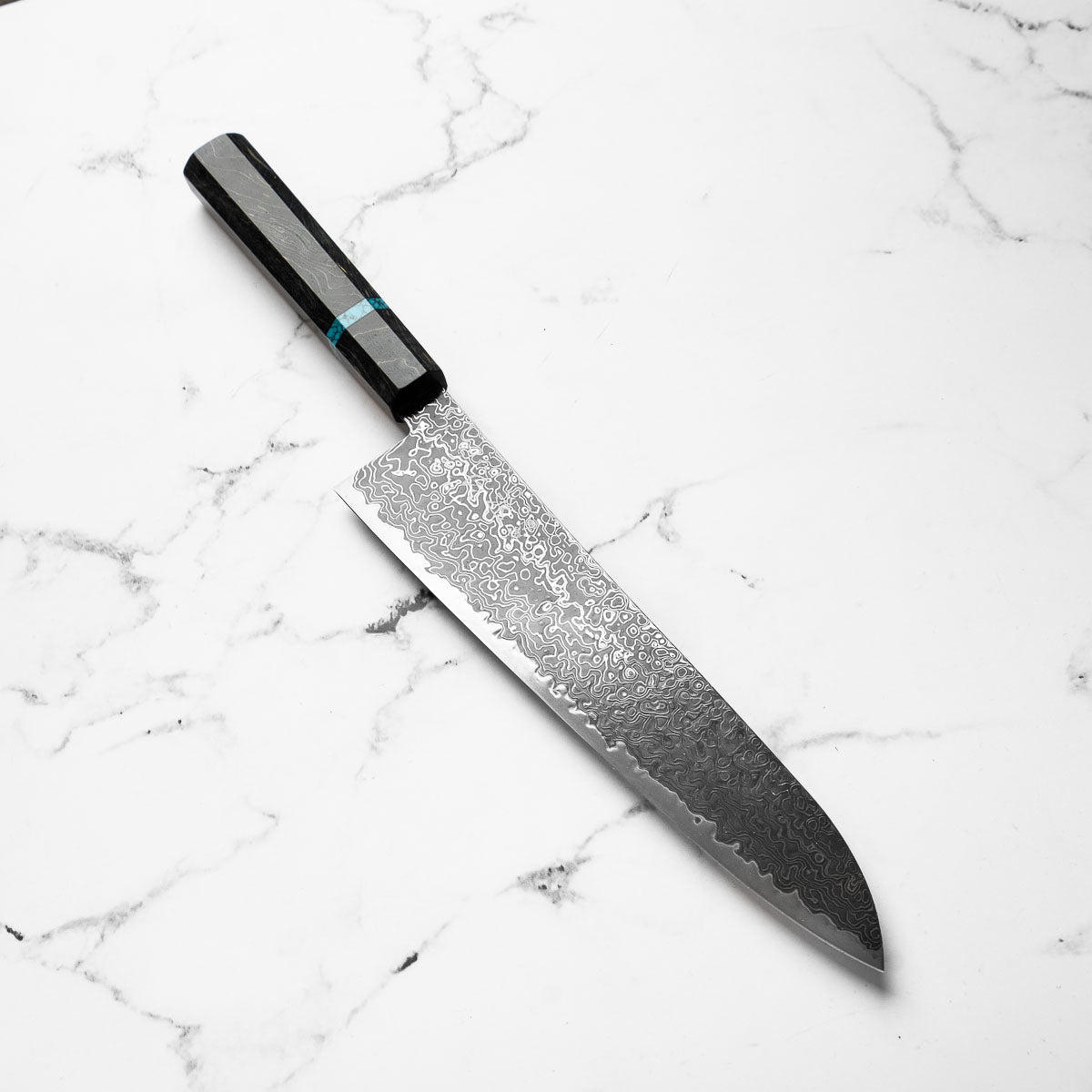 Hatsukokoro Ryuhyo Kurozome SG2 Damascus Gyuto 240mm -  Maple Turquoise