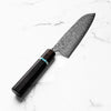 Tsunehisa SRS13 Damascus Santoku - Ebony Blue Ring