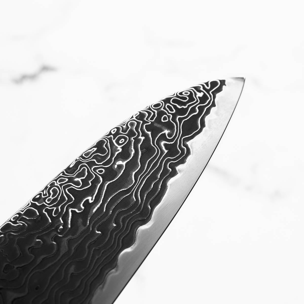 Hatsukokoro Ryuhyo Kurozome SG2 Damascus Gyuto 240mm - Mono Ebony