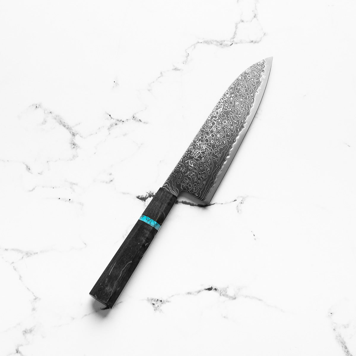 Hatsukokoro Ryuhyo Kurozome SG2 Damascus Santoku 180mm - Maple