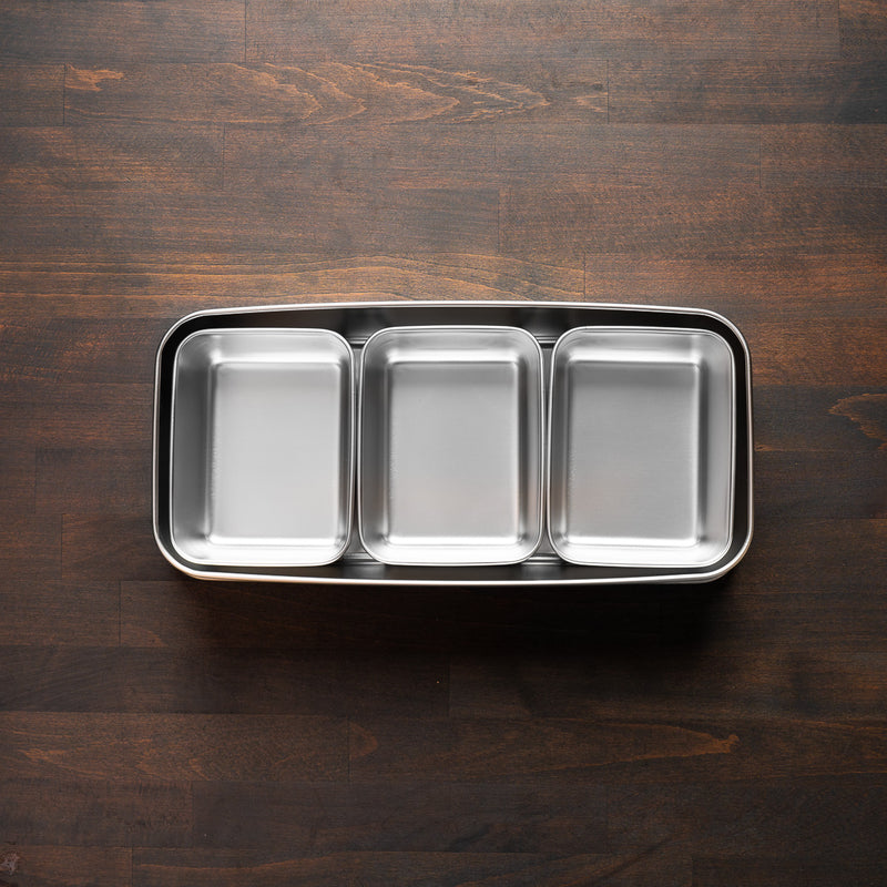 Stainless Yakumi Pan - 3 Compartments