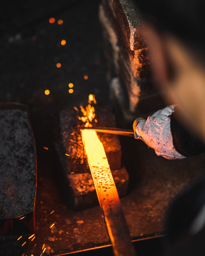 Forging and hammering a Japanese kitchen knife