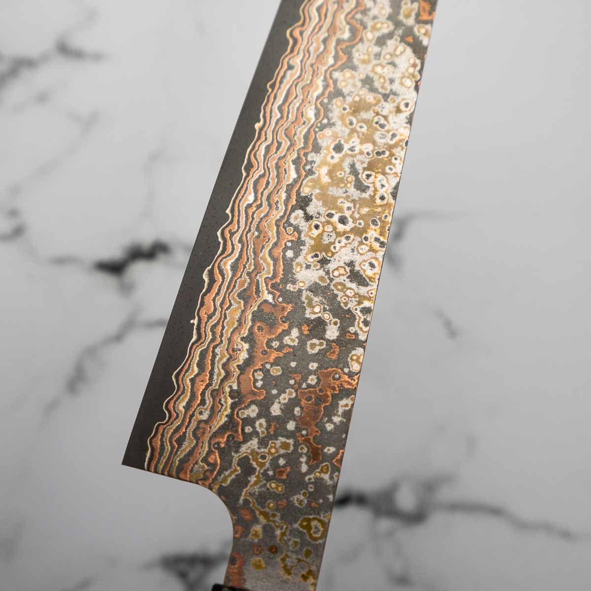 Takeshi Saji VG10-W Nashiji Rainbow Damascus Sujihiki 240mm - Dark