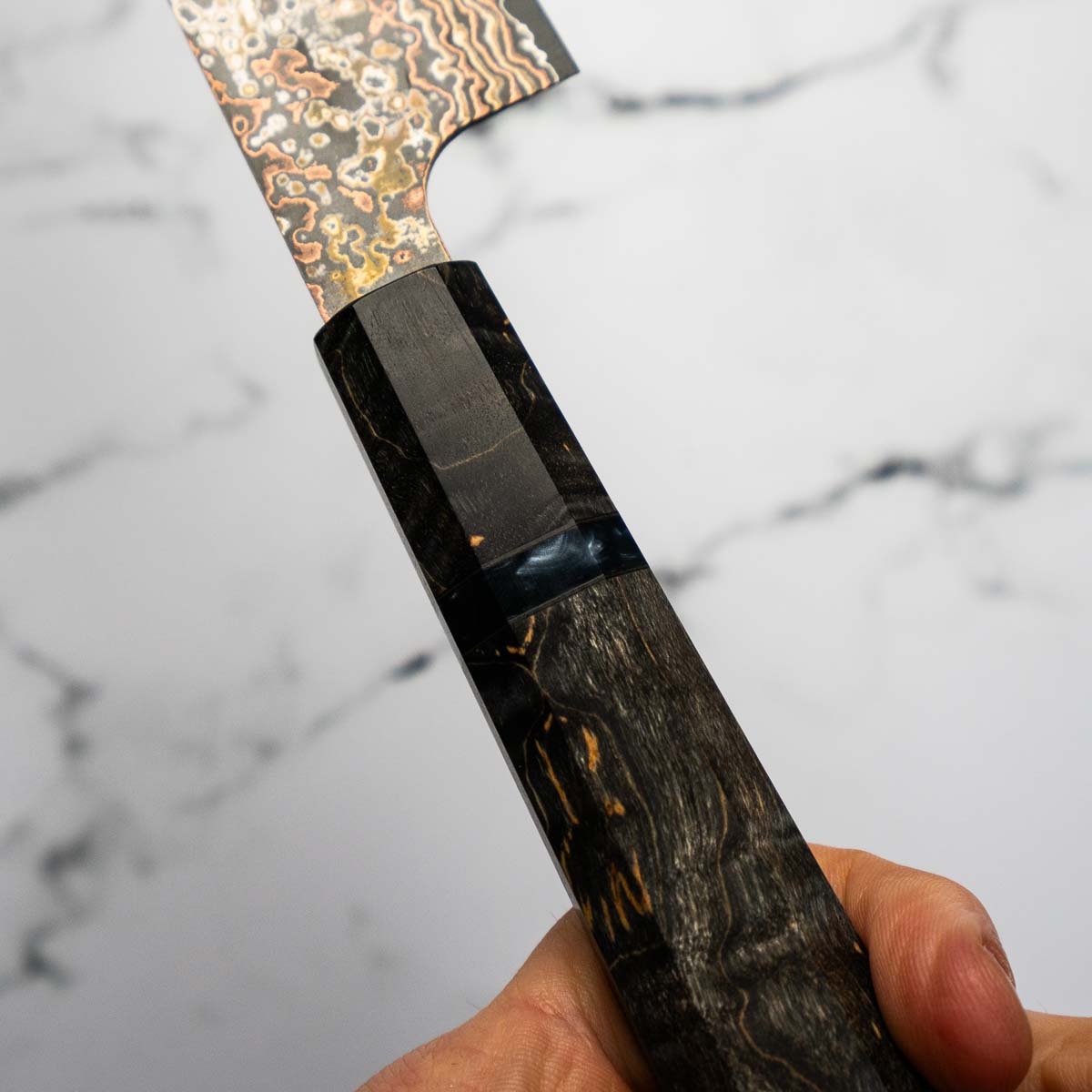 Takeshi Saji VG10-W Nashiji Rainbow Damascus Sujihiki 270mm - Dark Maple