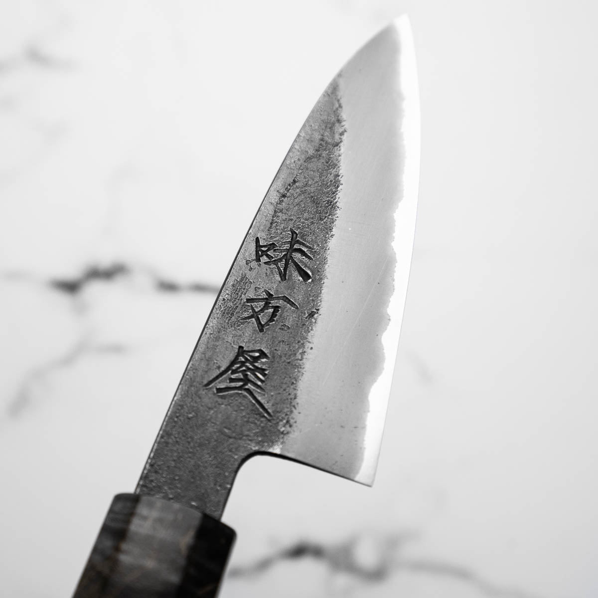 Mutsumi Hinoura Ajikataya White 2 SS Clad Paring 90mm - Dark Maple