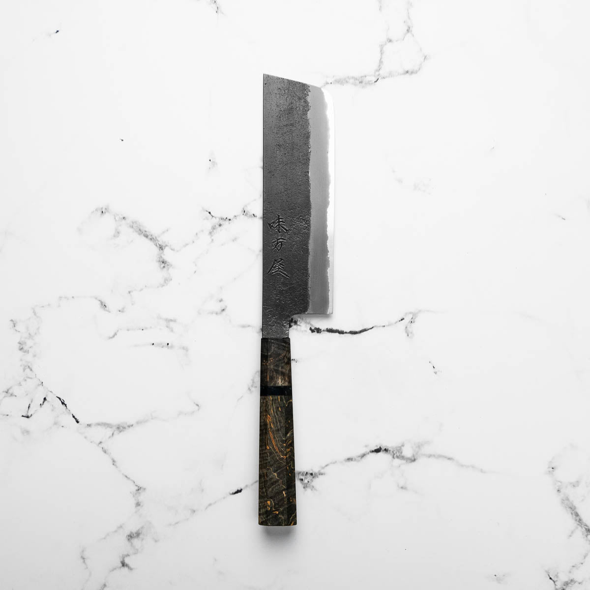 Mutsumi Hinoura Ajikataya White 2 SS Clad Nakiri 165mm - Dark Maple