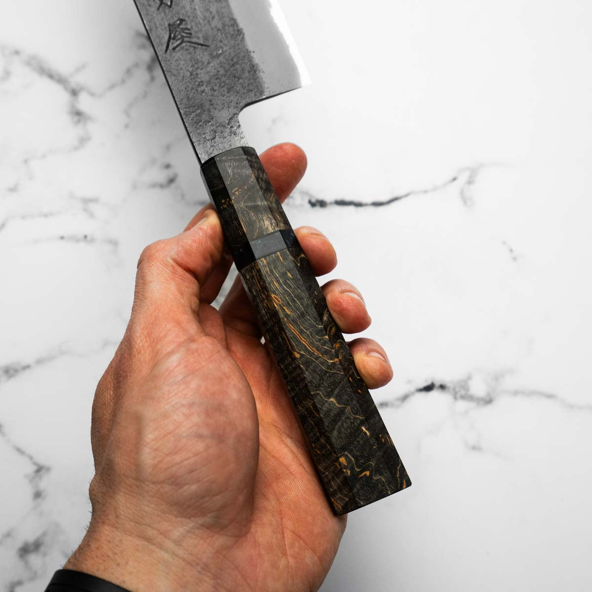 Mutsumi Hinoura Ajikataya White 2 SS Clad Nakiri 165mm - Dark Maple