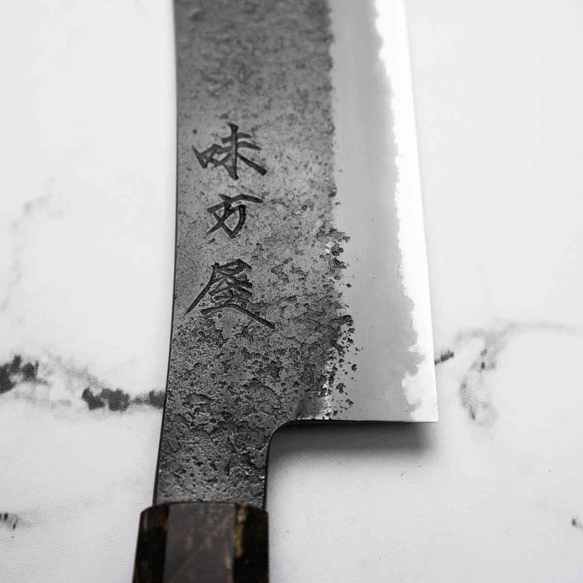 Mutsumi Hinoura Ajikataya White 2 SS Clad Hakata 180mm - Dark Maple