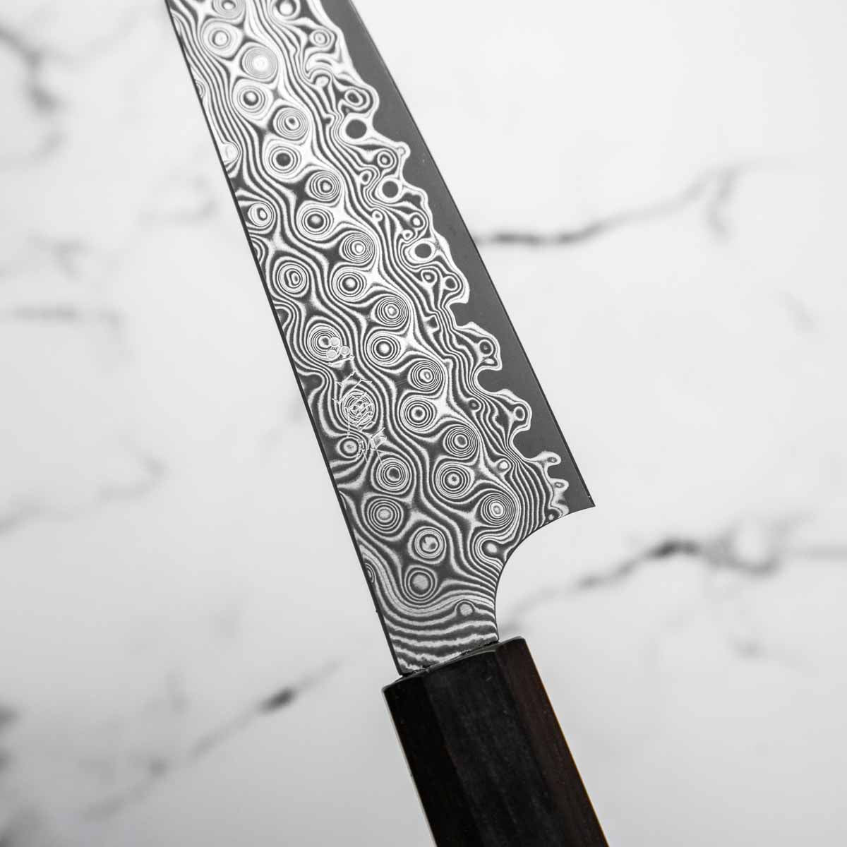 Nigara Hamono SG2 "Raindrop" Damascus Petty 150mm - Ebony
