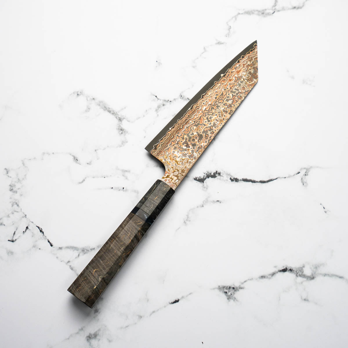 Takeshi Saji VG10-W Nashiji Rainbow Damascus Bunka 165mm - Dark