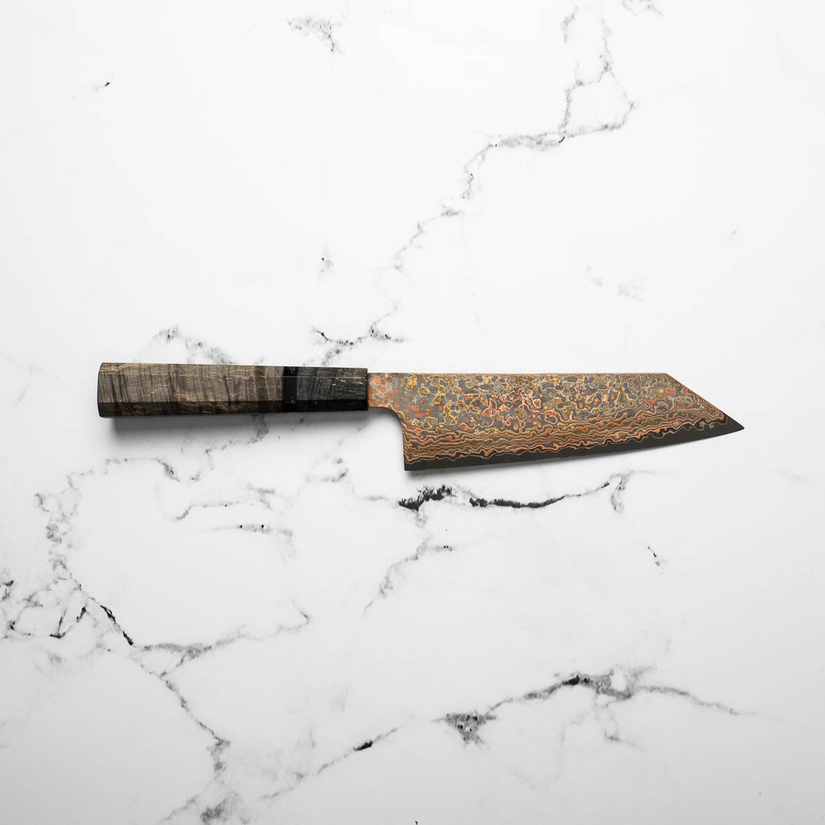 Takeshi Saji VG10-W Nashiji Rainbow Damascus Bunka 165mm - Dark