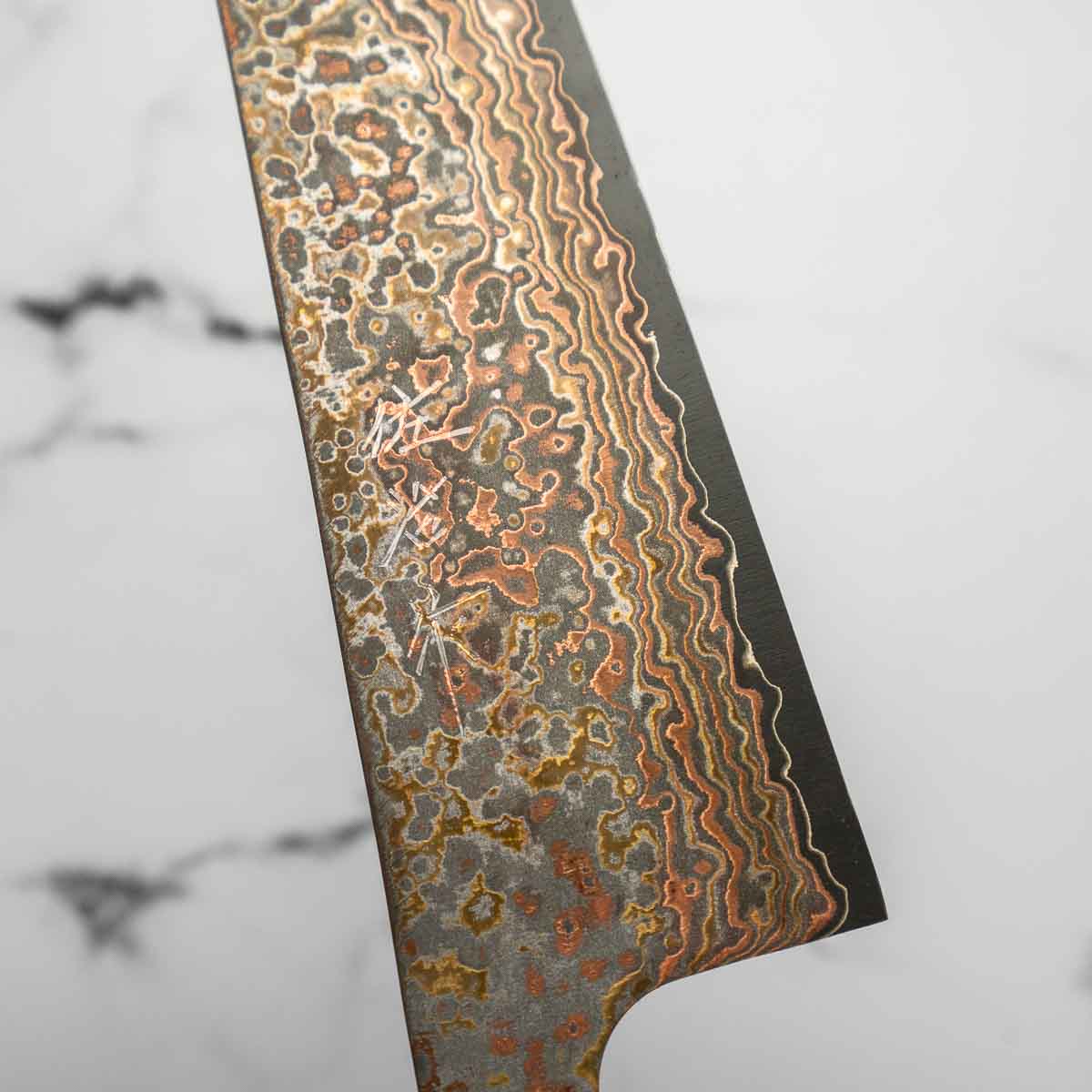 Takeshi Saji VG10-W Nashiji Rainbow Damascus Bunka 165mm - Dark
