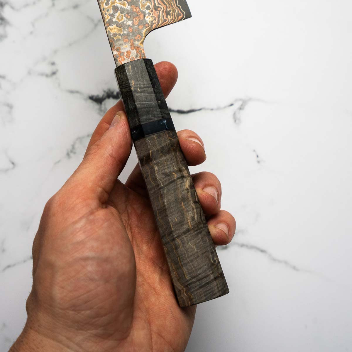 Takeshi Saji VG10-W Nashiji Rainbow Damascus Bunka 165mm - Dark