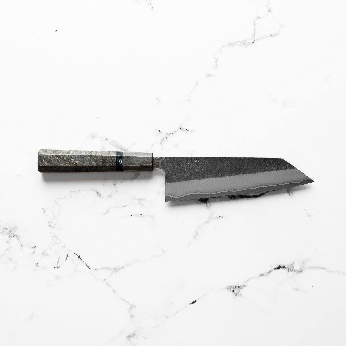 Yoshikane (Hatsukokoro) White 2 Nashiji Bunka 165mm - Dark Maple - handle detail